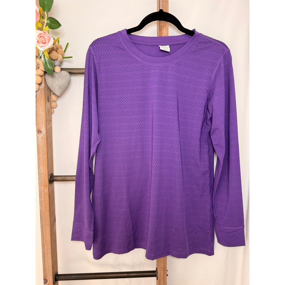 Zyia Active Purple Perforated Long Sleeve Training Top Women Large L Crew Neck - Picture 2 of 8